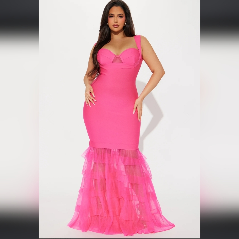 Charline tulle bandage dress hot pink fashion nova medium prom wedding puffy